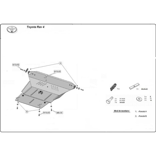 Метална кора TOYOTA RAV 4 1996-2000 - под двигател и скорости  