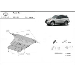 Метална кора TOYOTA RAV4 II 2000-2005 - под двигател и скоростна кутия